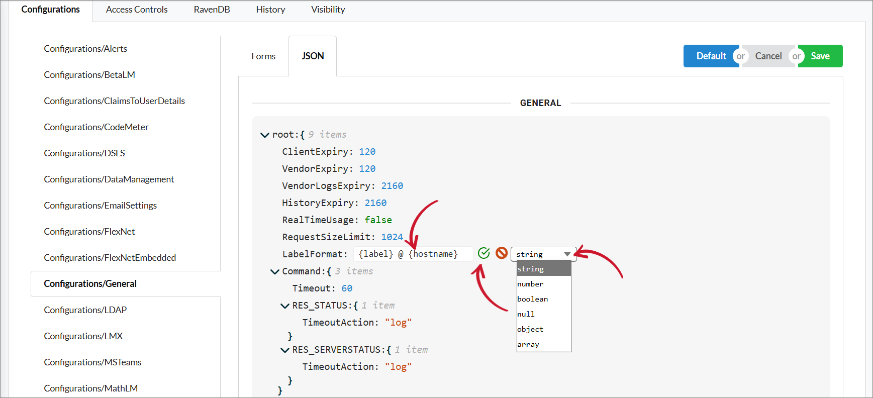 JSON Sub-tab: Saving a Value