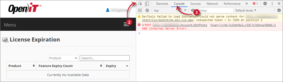 Check Web Browser Console Errors