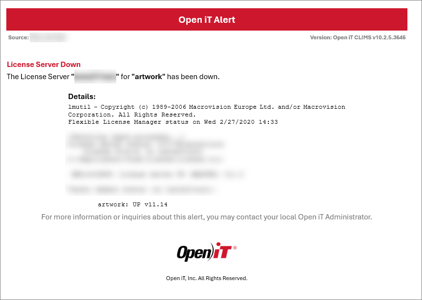 License Server Down Alert