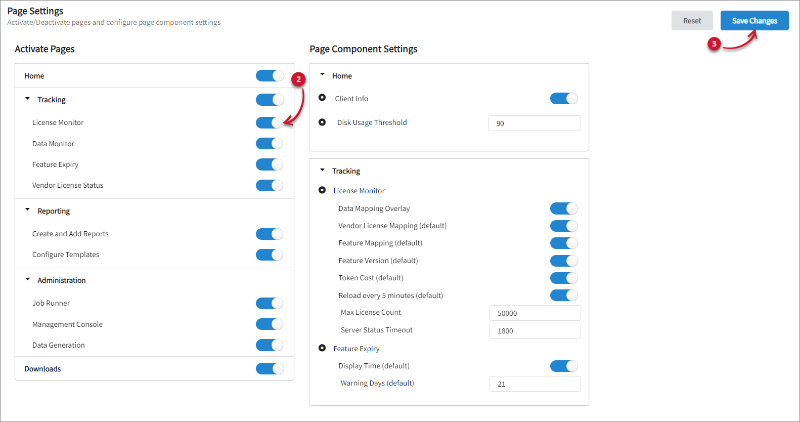 Activating the License Monitor Tab