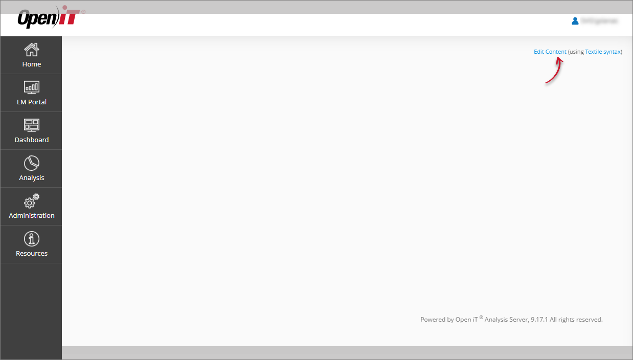 Analysis Server Copyright Banner: Edit Content Link