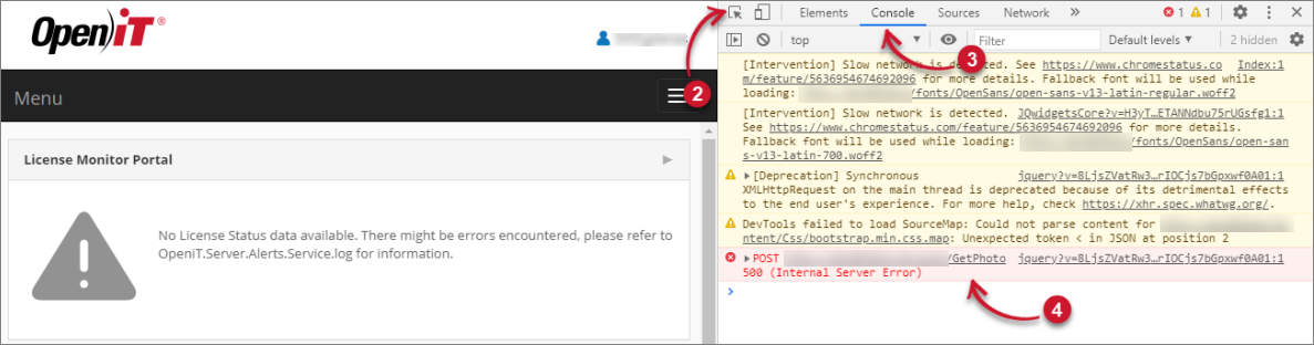Check Web Browser Console Errors