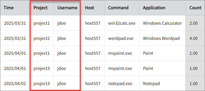 Reporting with the User and Project Classifications