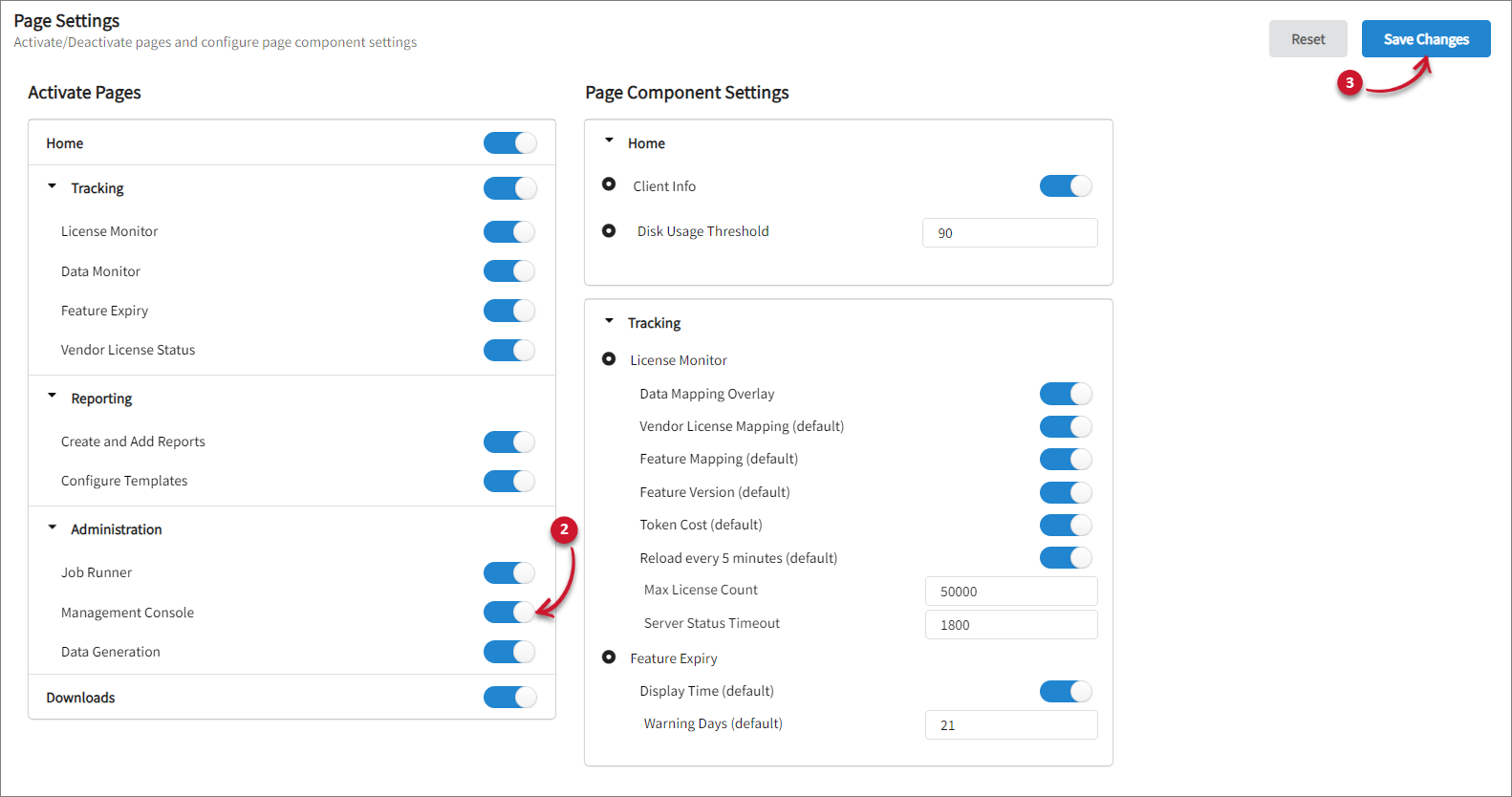 Activating the Management Console Tab