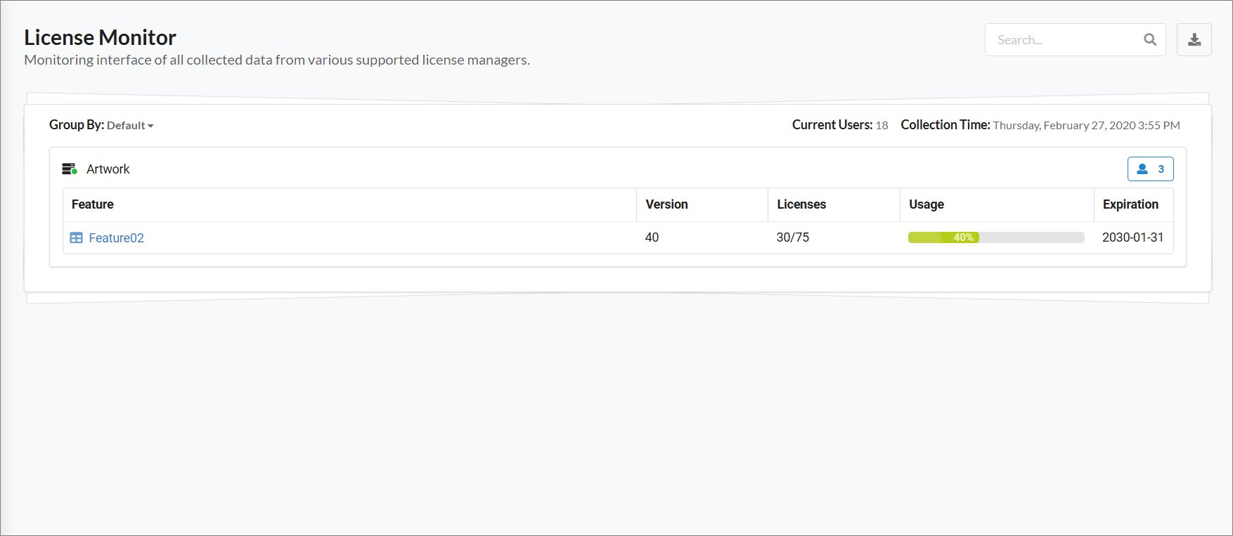 License Monitor Page
