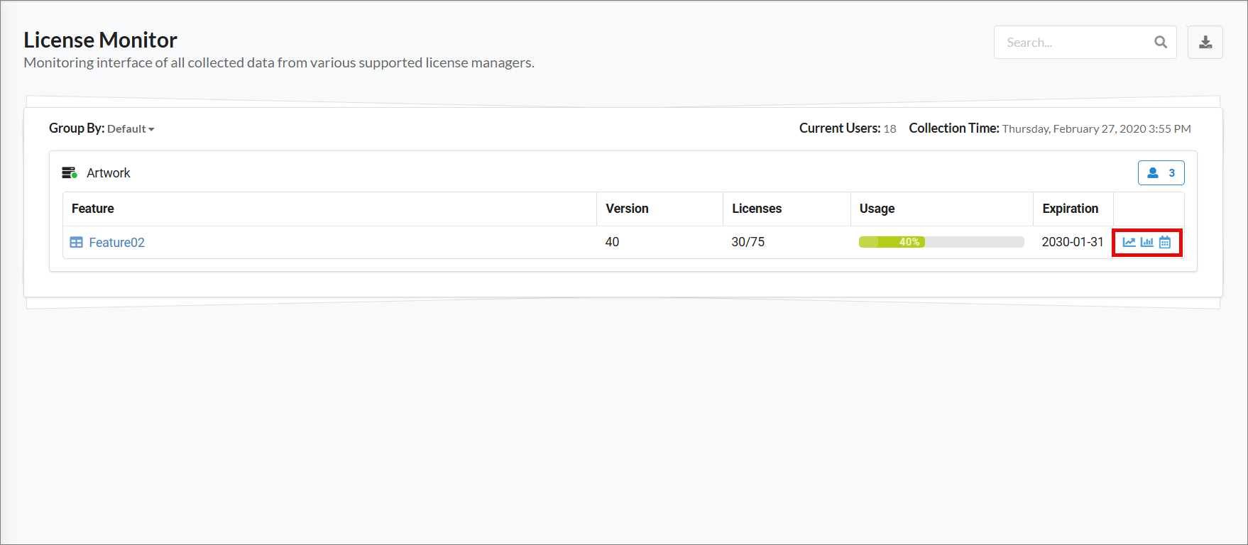 License Monitor Page: Quick Reports