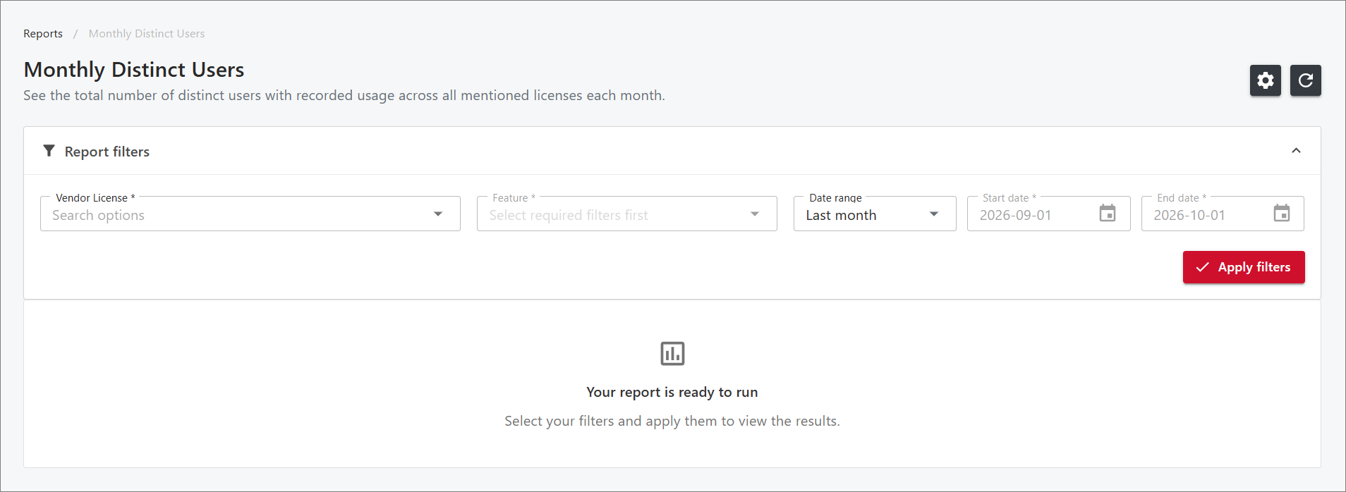Monthly Distinct Users Report Filters