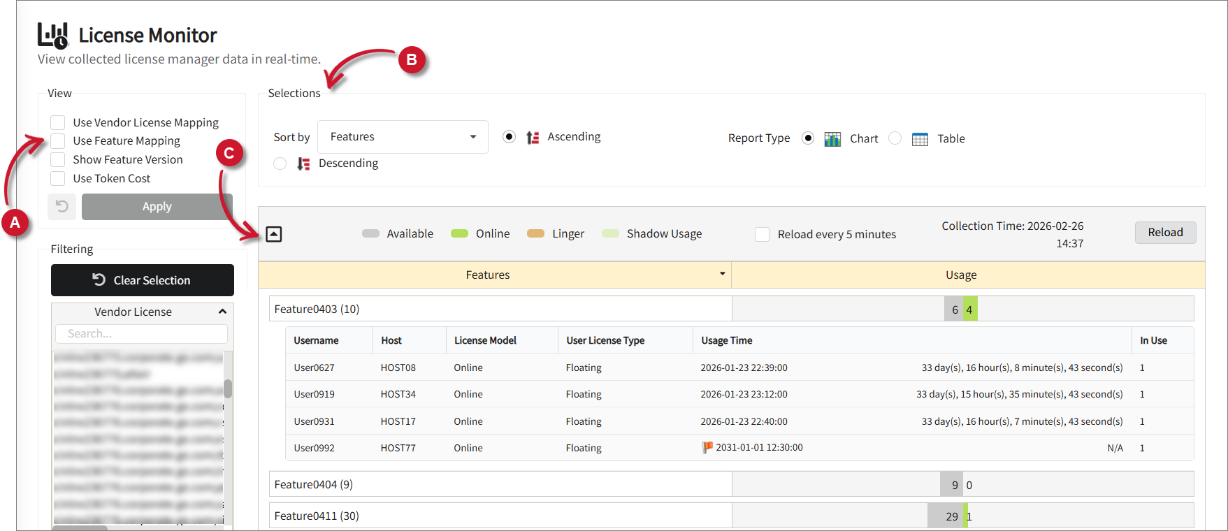 License Monitor Tab