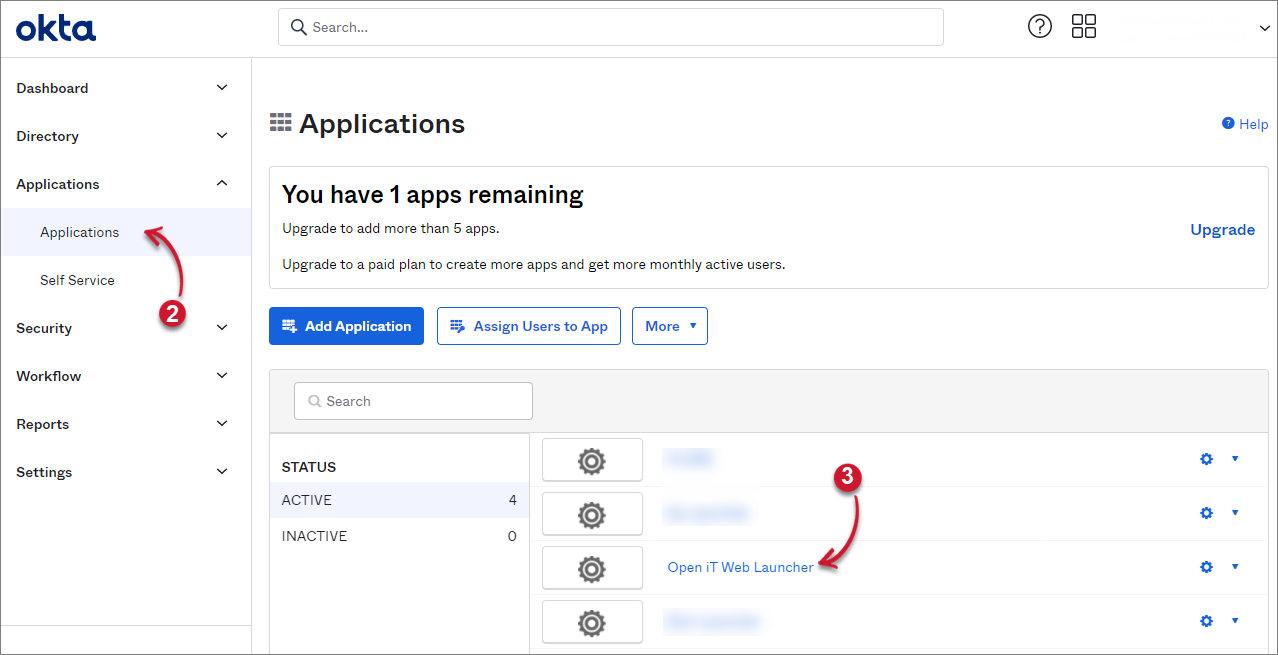 App Launcher in Okta