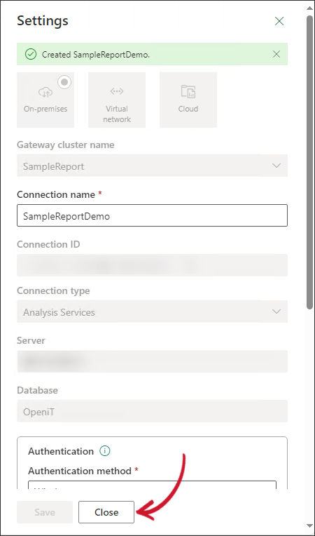 Successful Creation of Data Gateway Connection