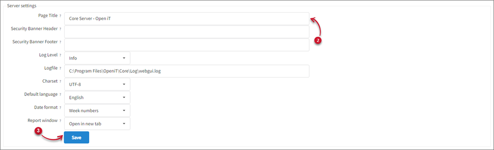 Updating the Open iT Server Page Title