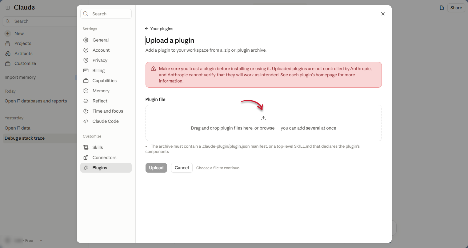 Upload plugin archive