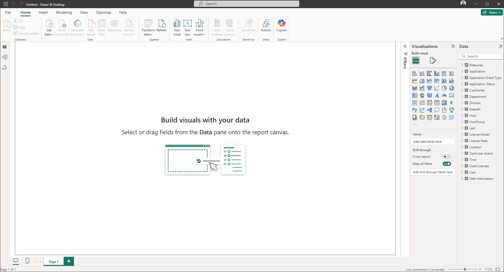 Filter, Visualizations, and Fields Panes