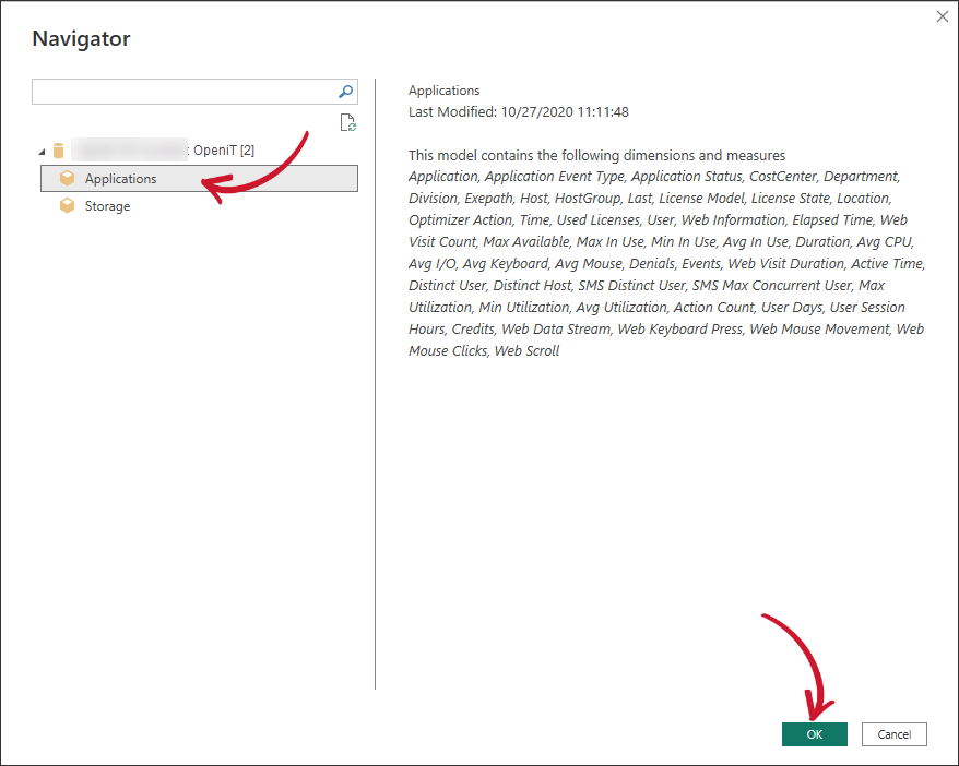 Specifying the Database and Cube