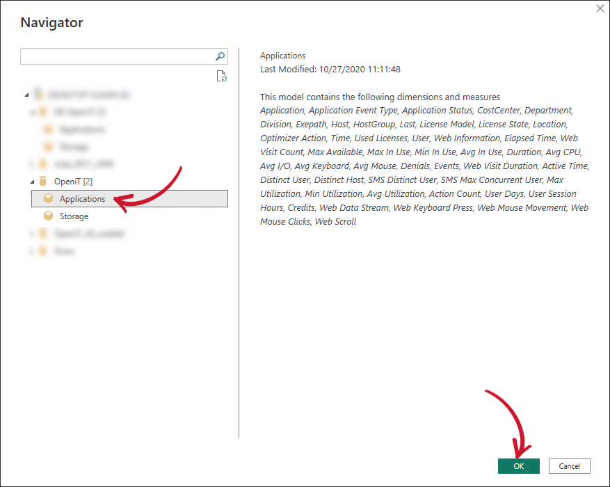 Specifying the Database and Cube