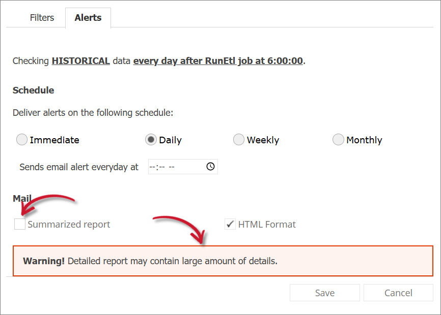 Application Denials Alert Settings Warning
