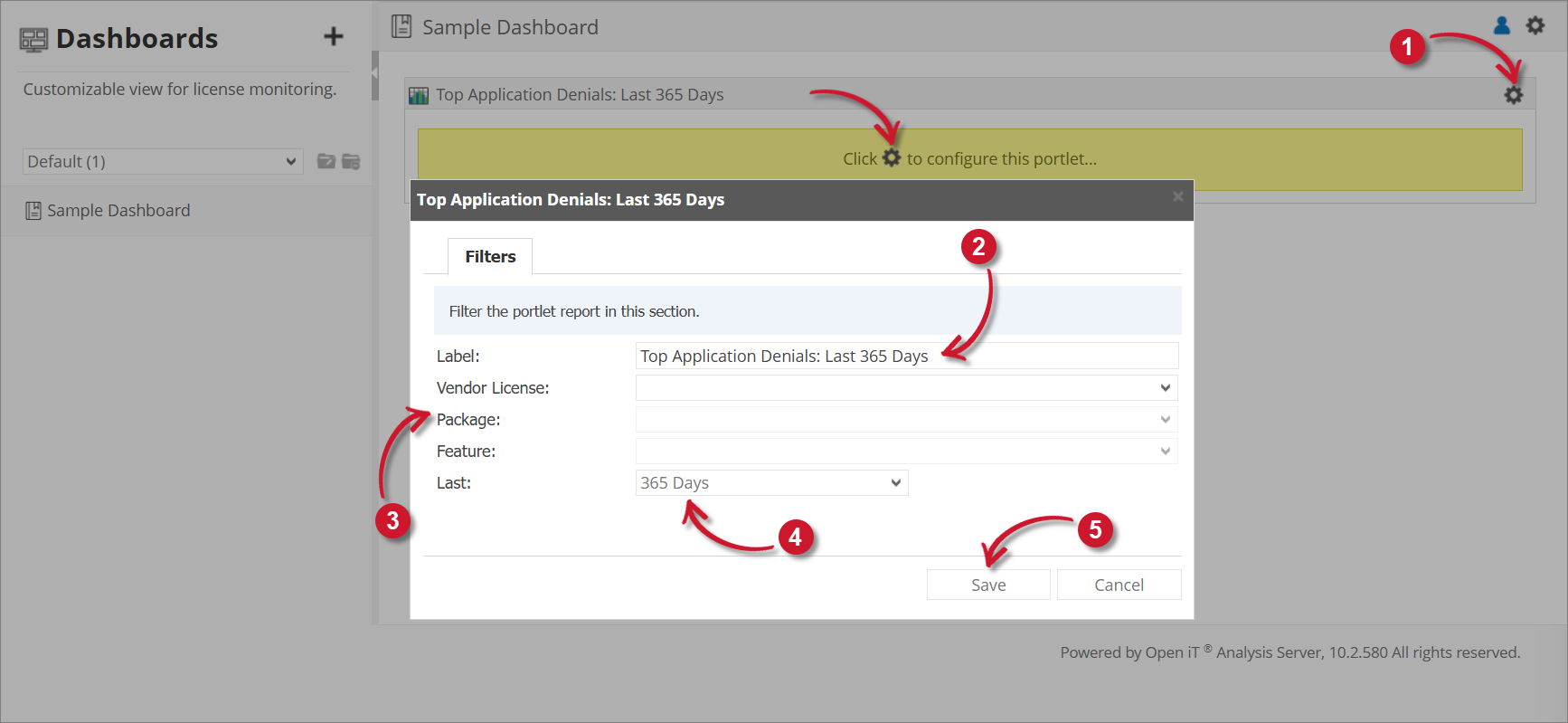 Top Applications Denials Configuration