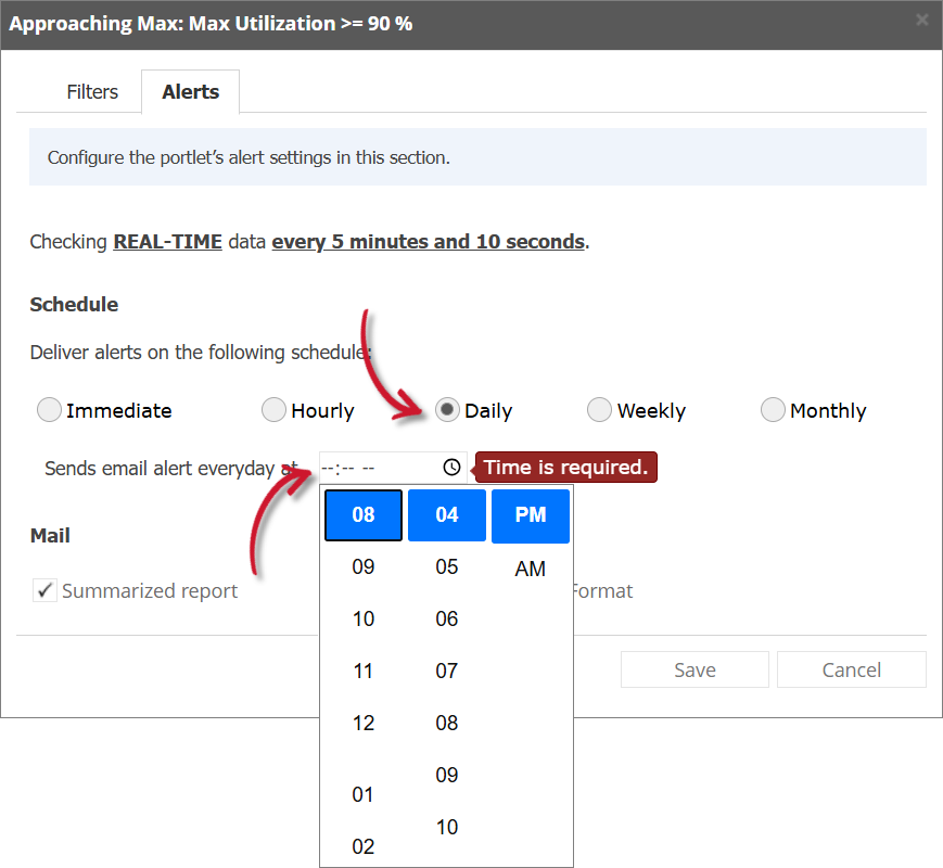 Approaching Max Alert Settings Daily