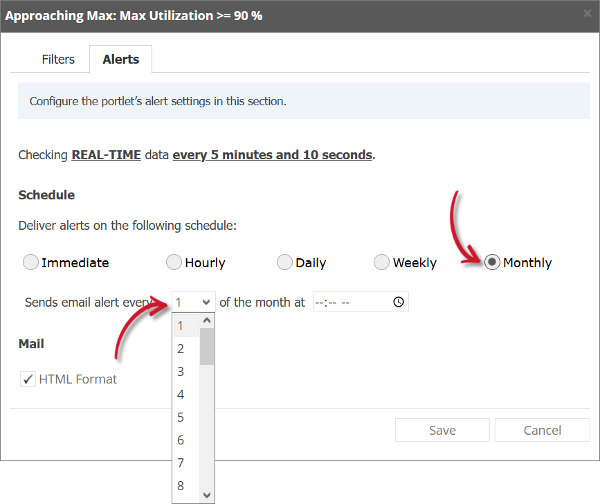 Approaching Max Alert Settings Monthly