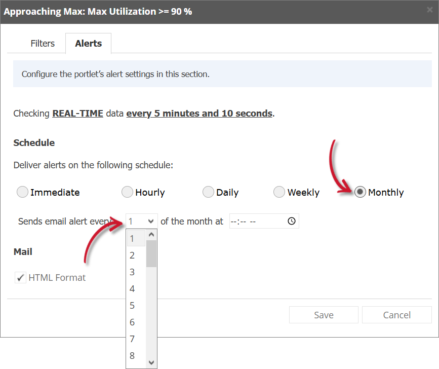Approaching Max Alert Settings Monthly