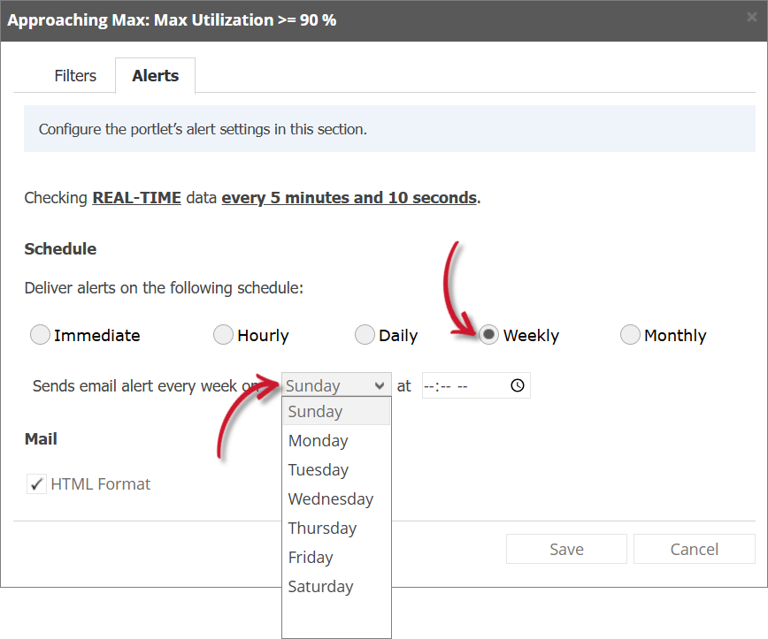 Approaching Max Alert Settings Weekly
