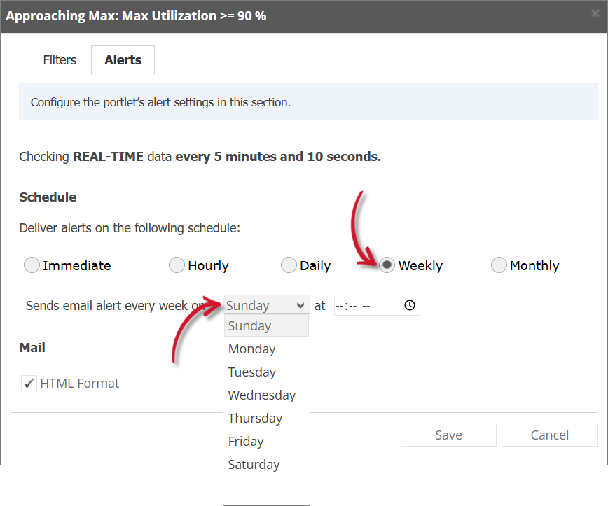 Approaching Max Alert Settings Weekly