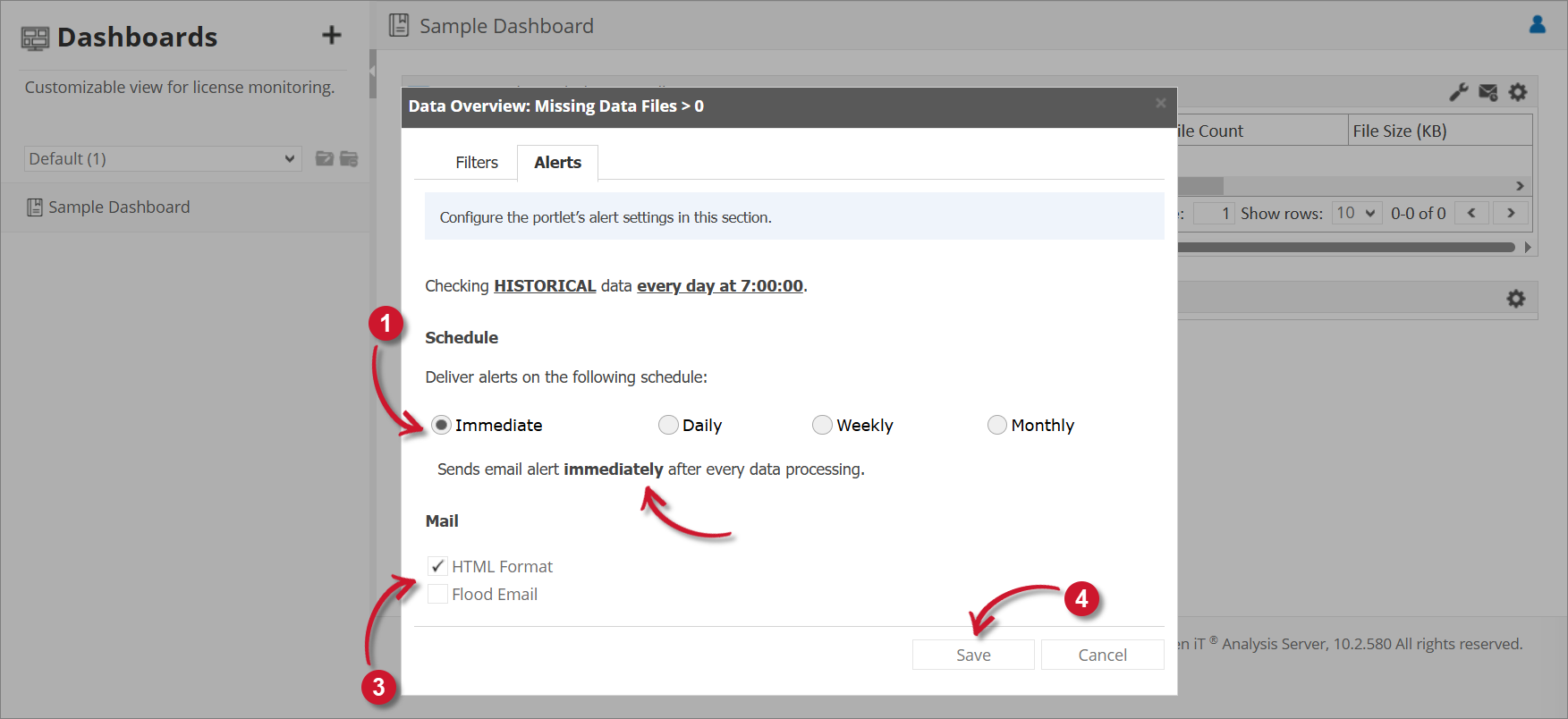 Data Overview Alert Settings