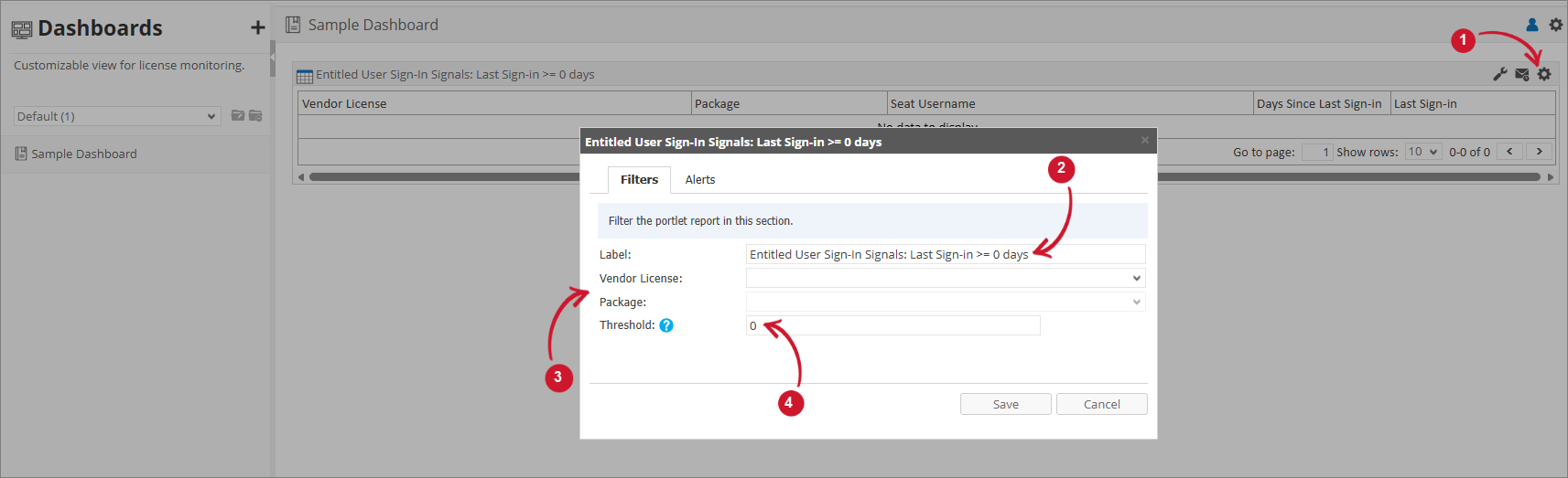 User Denials Filter Settings
