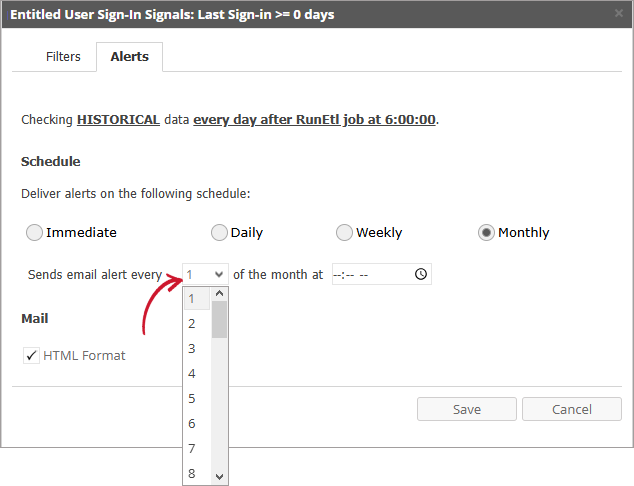 User Denials Alert Settings Daily
