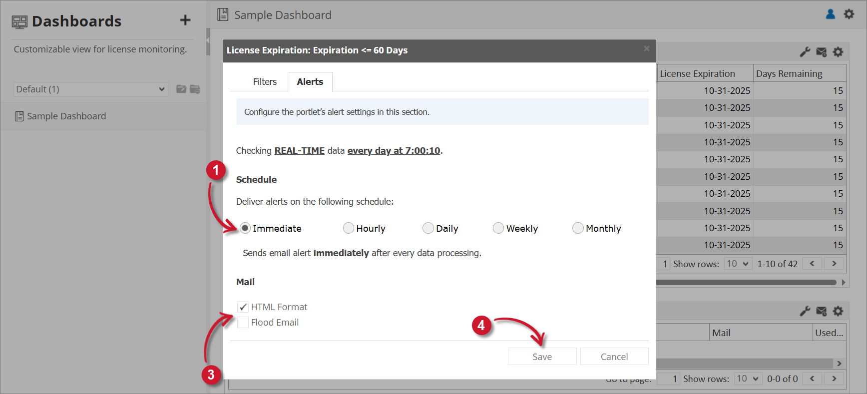 License Expiration Alert Settings