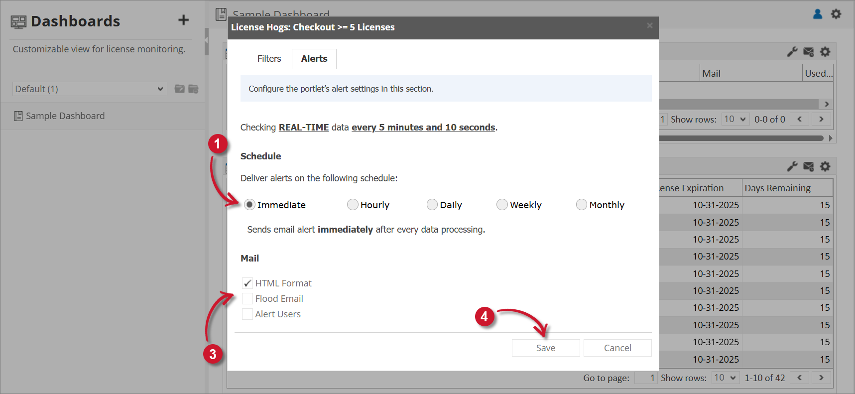 License Hogs Alert Settings