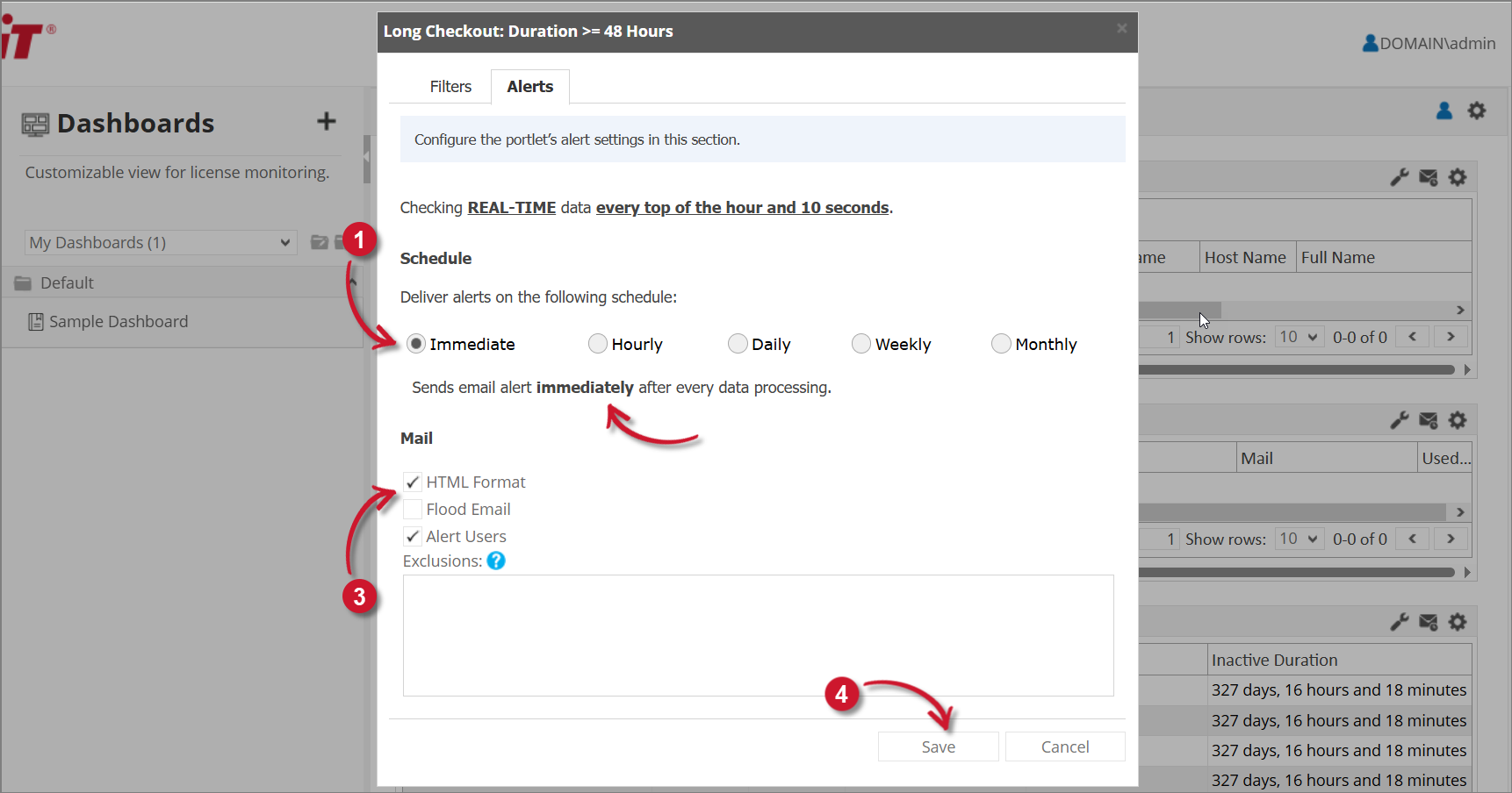 Long Checkout Alert Settings