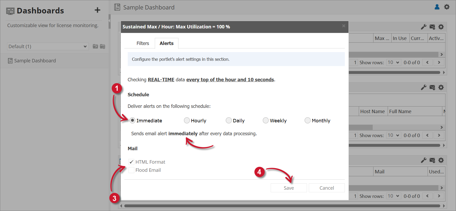 Sustained Max / Hour Alert Settings