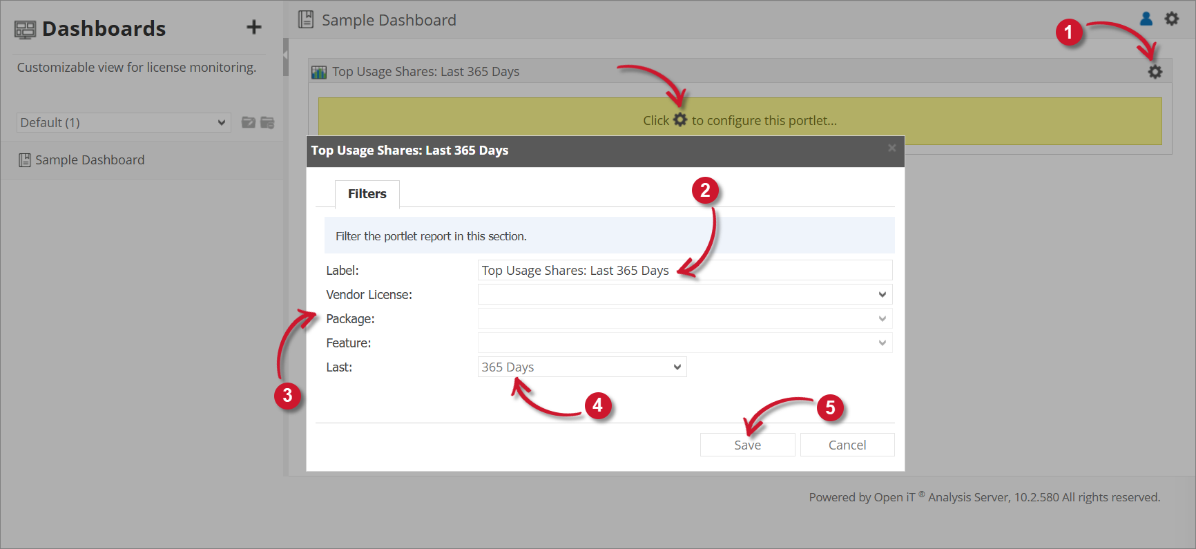 Top Usage Shares Configuration