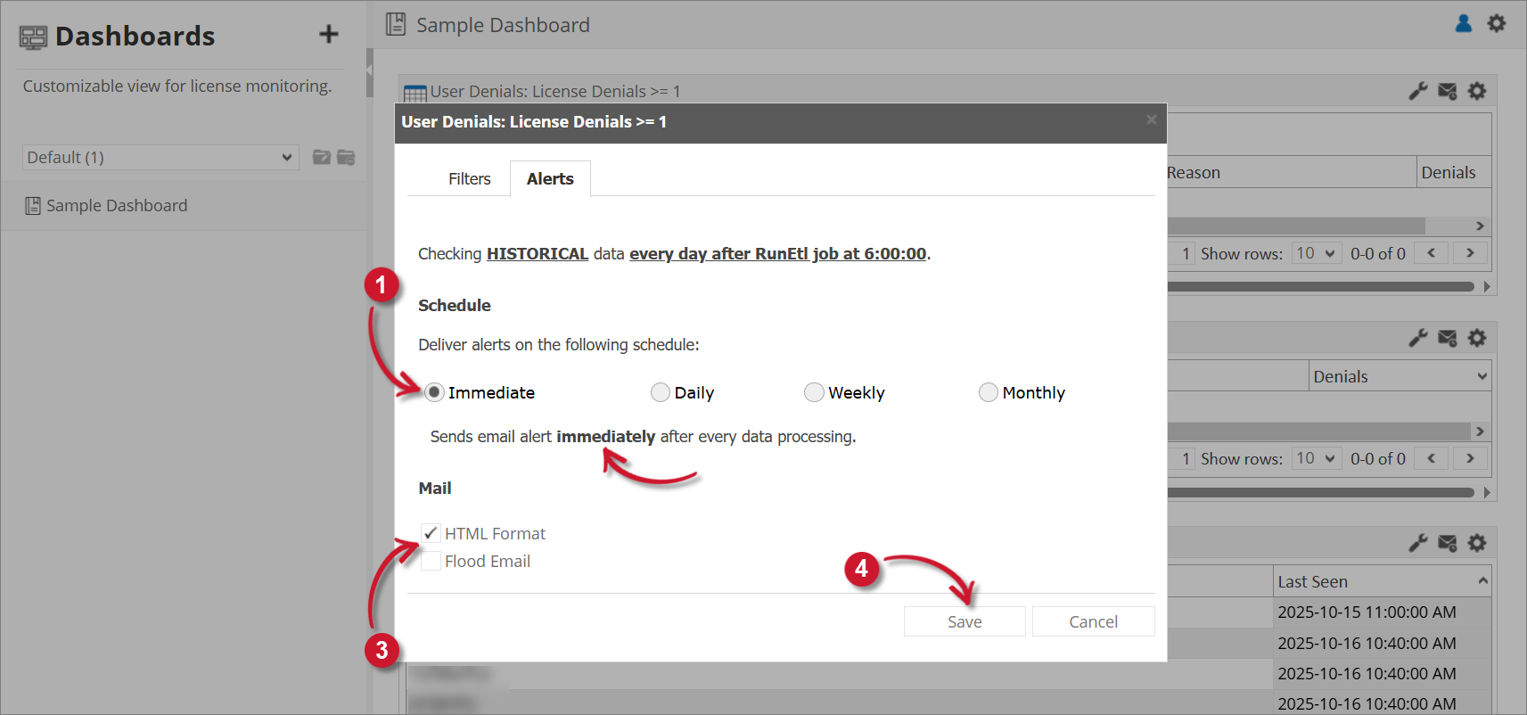 User Denials Alert Settings