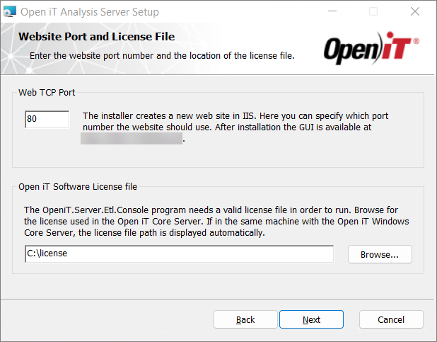 Web Server TCP Port Number and License File