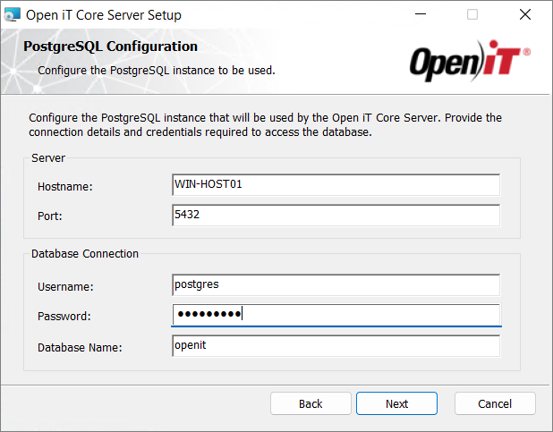 Existing PostgreSQL Configuration
