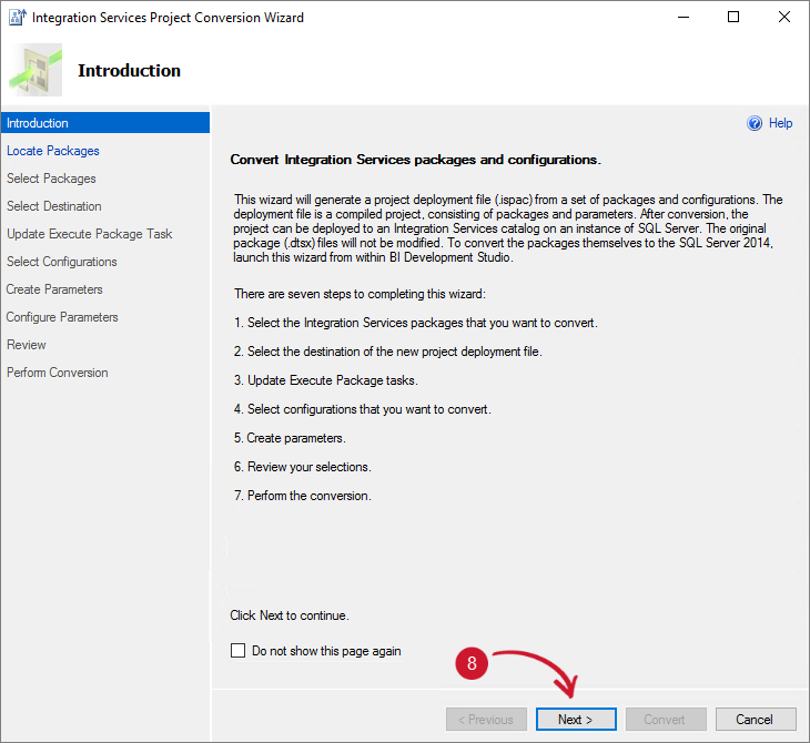 Integration Services Project Conversion