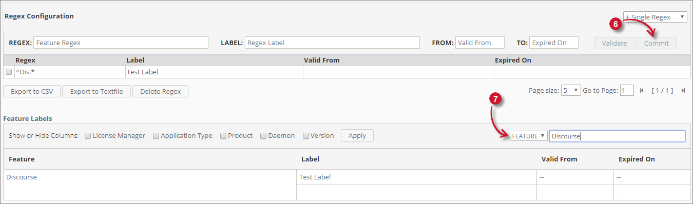 Commit Single Regex Labeling