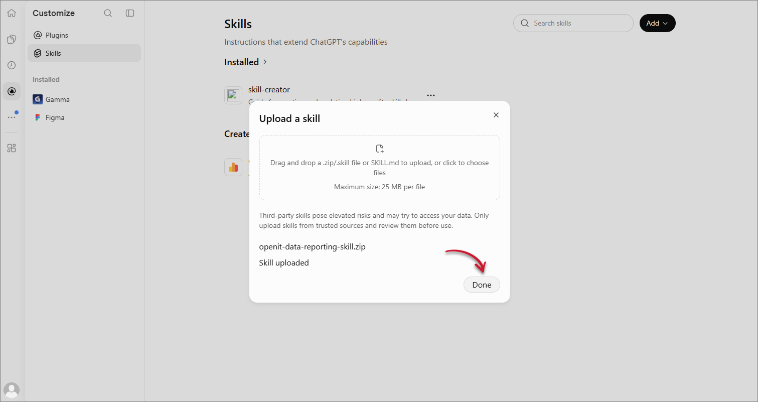 Upload Open iT Data Reporting Skills Archive