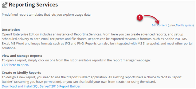 Edit Reporting Links