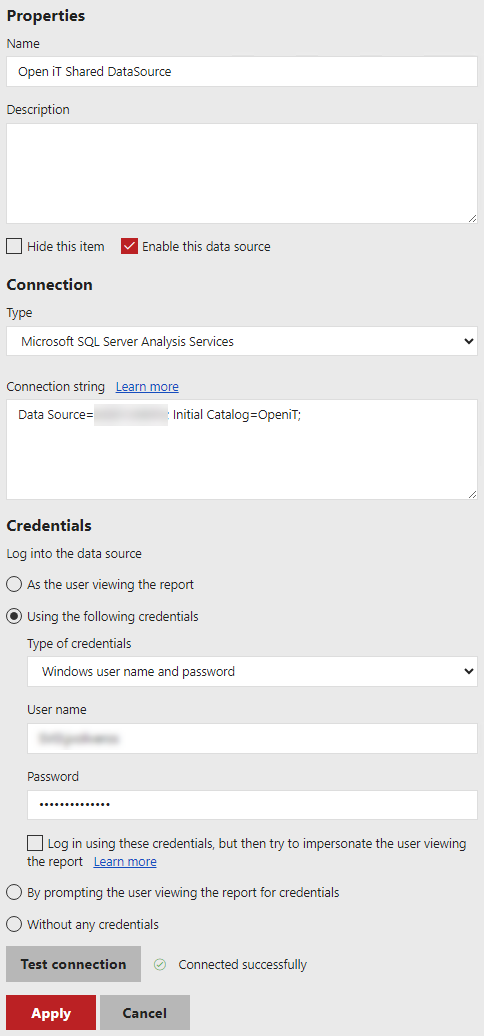 Reporting Services Credentials