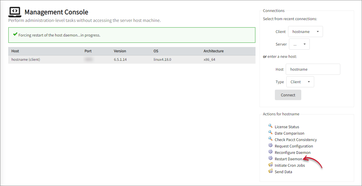 Restarting Daemon of v6 Client