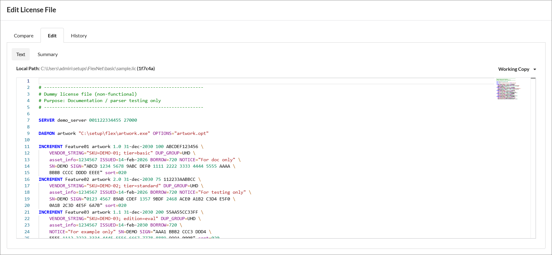 Semantic License Comparison: Text Sub-tab