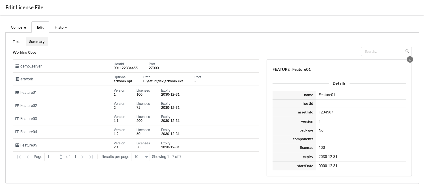 Semantic License Comparison: Summary Sub-tab