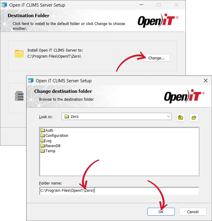 Changing the Installation Directories