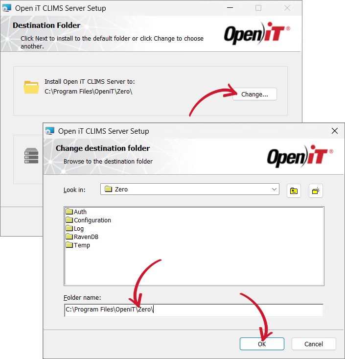Changing the Installation Directories