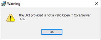 Invalid Server URI Warning