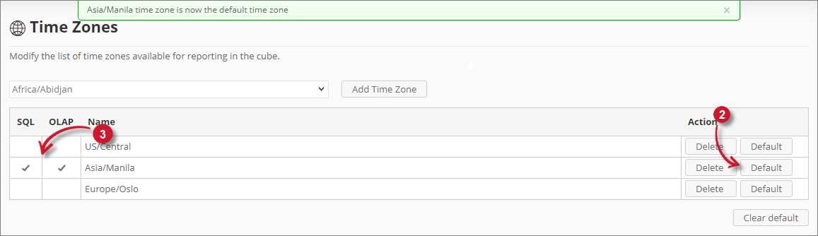 Setting Default Time Zones