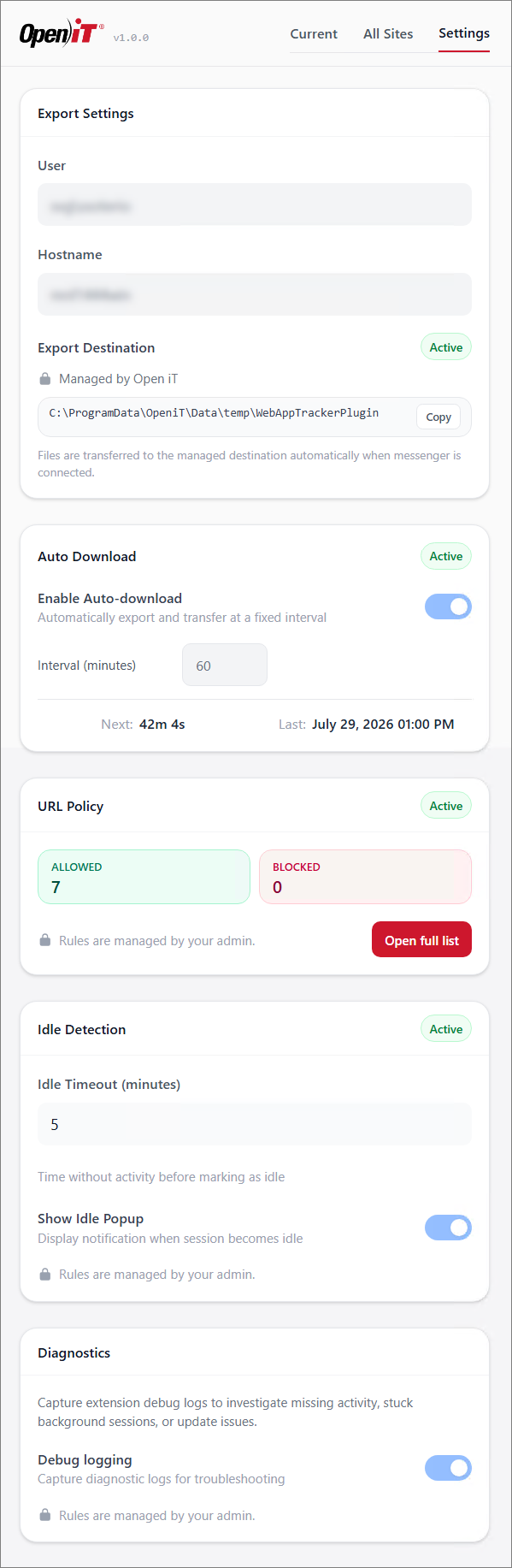 Settings Tab